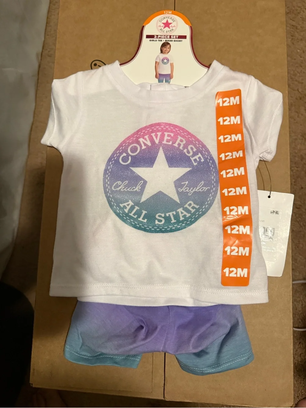 Converse White Tee with Purple-Blue Ombre All Star Logo Two-Piece Set